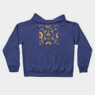 Bright Sunflowers, Floral Pattern Sunflower Drawing Kids Hoodie